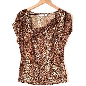 NY & Co Leopard print slouch v-neck top, Size M